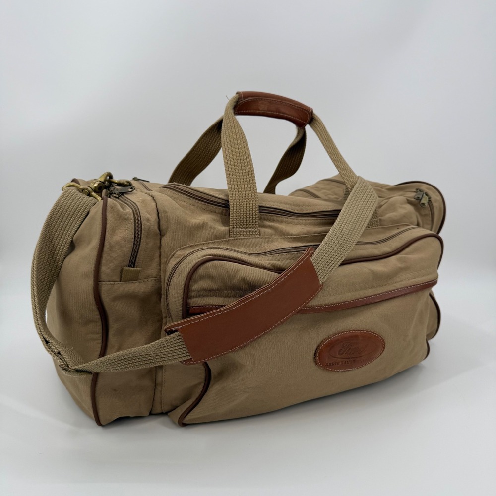 Vintage Ford Eddie Bauer Edition Canvas Leather Duffle Weekender Travel Bag